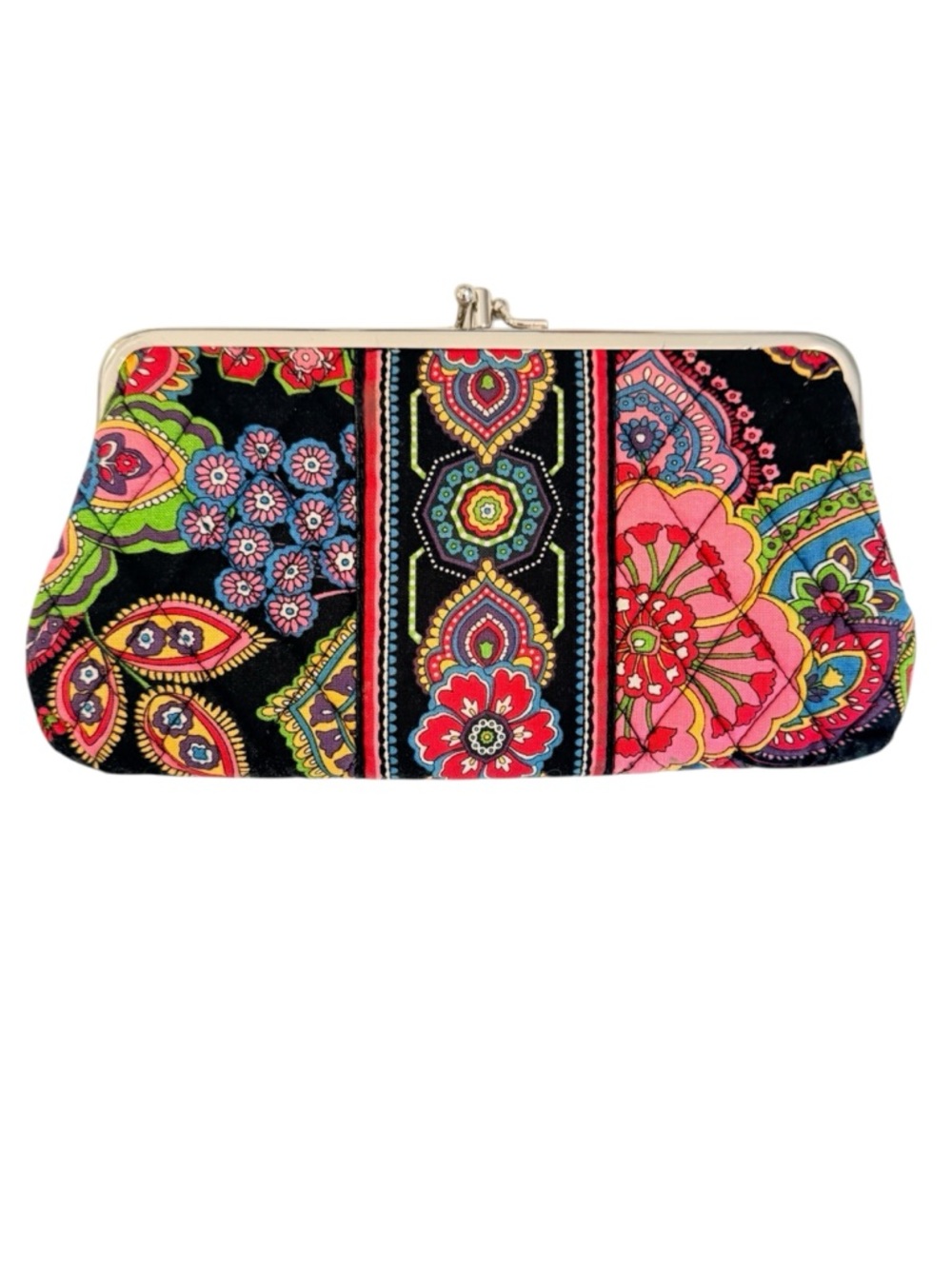 Vera Bradley Quilted Kisslock Clutch Multicolor Floral Cotton